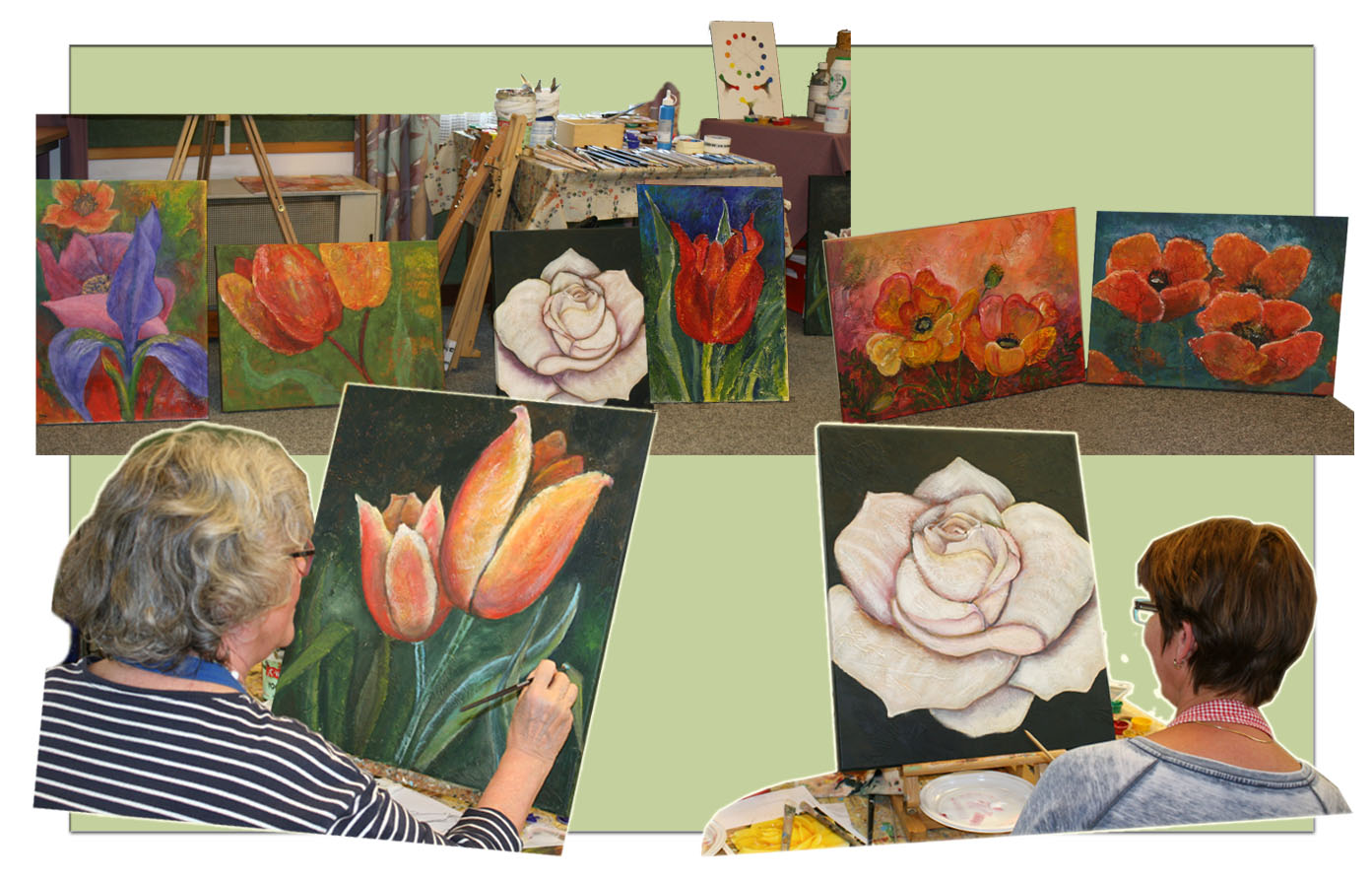 schilderworkshop bloemen in acryl